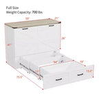 Fold-Out Murphy Cabinet Bed with Storage Drawer and Charging Station