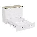 Fold-Out Murphy Cabinet Bed with Storage Drawer and Charging Station