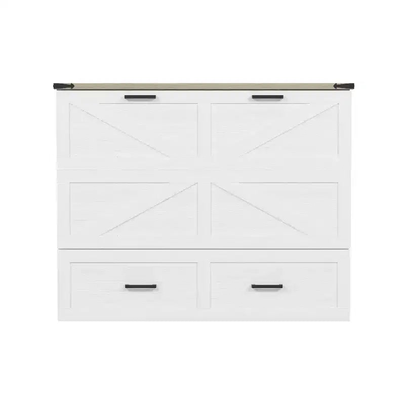 Fold-Out Murphy Cabinet Bed with Storage Drawer and Charging Station