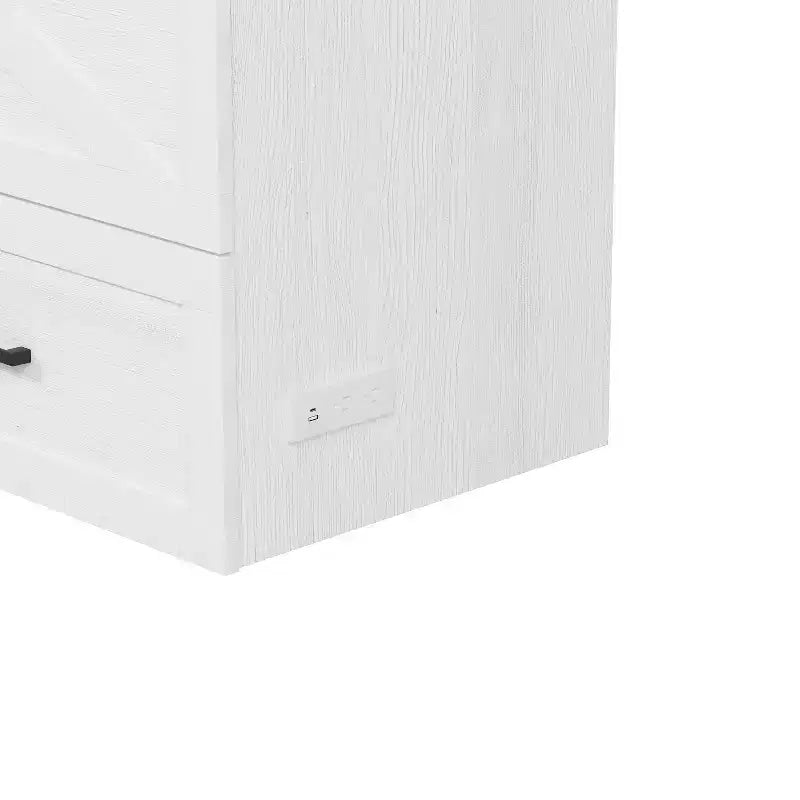 Fold-Out Murphy Cabinet Bed with Storage Drawer and Charging Station