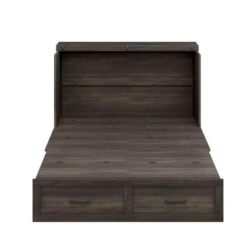 Fold-Out Murphy Cabinet Bed with Storage Drawer and Charging Station