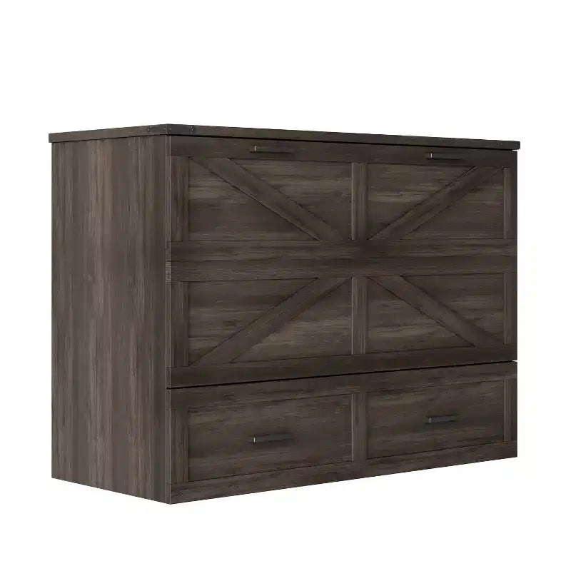 Fold-Out Murphy Cabinet Bed with Storage Drawer and Charging Station