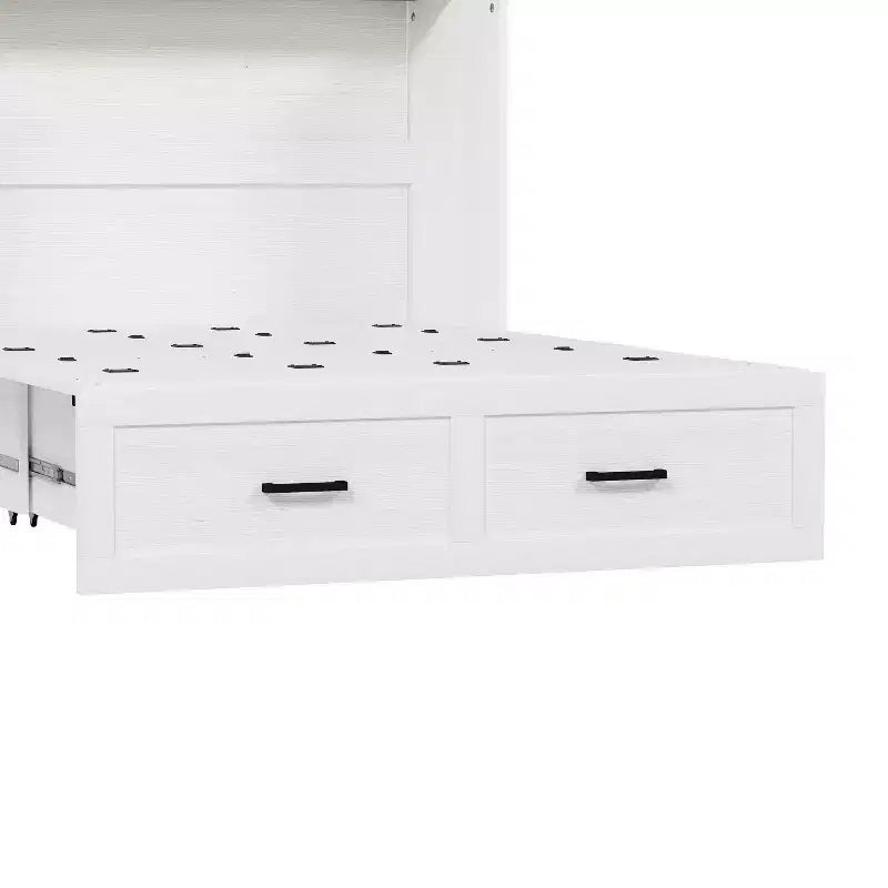 Fold-Out Murphy Cabinet Bed with Storage Drawer and Charging Station