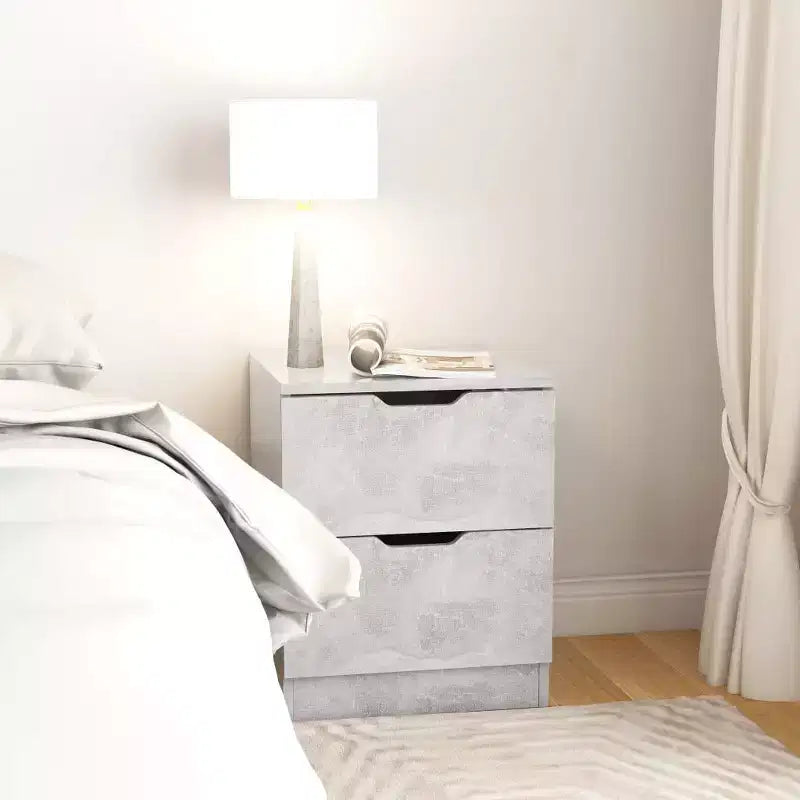 Side Cabinet Storage Side End Table for Living Room Engineered Wood - Concrete Gray
