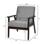 Wooden Upholstered Accent Chair Fabric Armchair Home Office