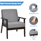 Wooden Upholstered Accent Chair Fabric Armchair Home Office