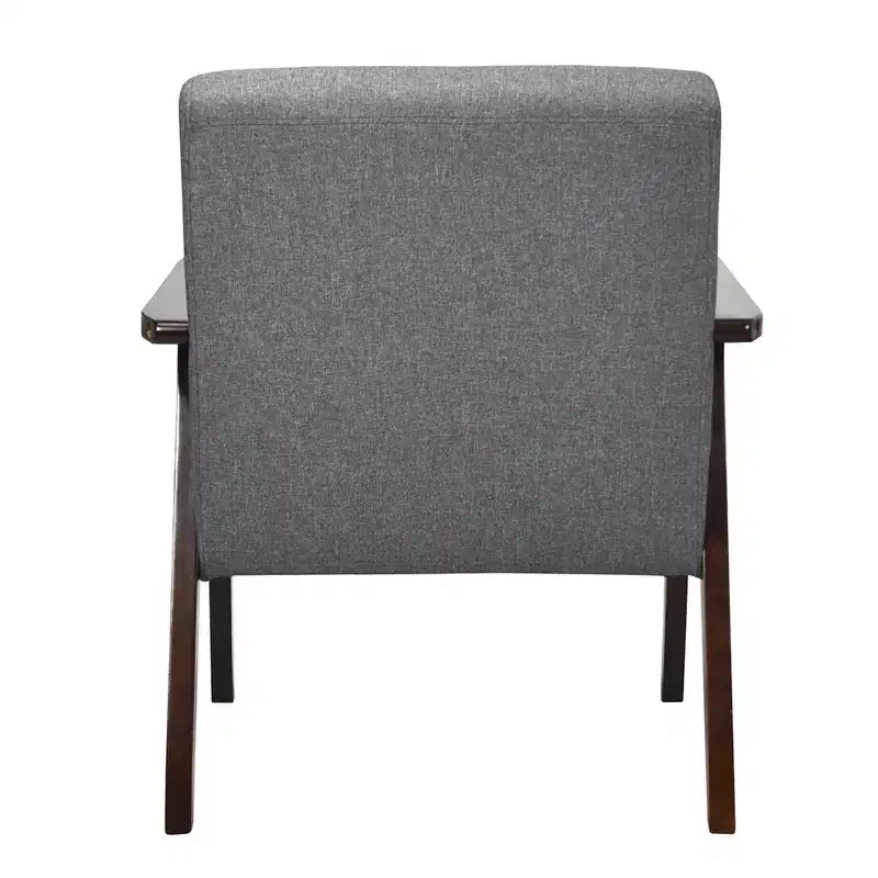 Wooden Upholstered Accent Chair Fabric Armchair Home Office