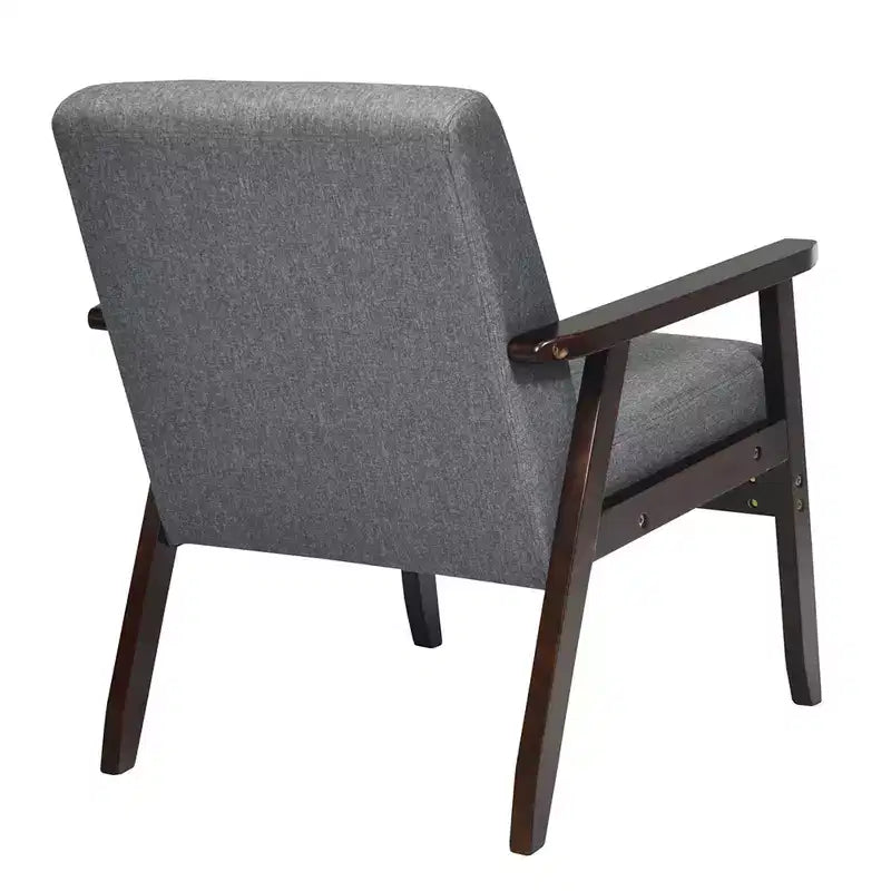 Wooden Upholstered Accent Chair Fabric Armchair Home Office