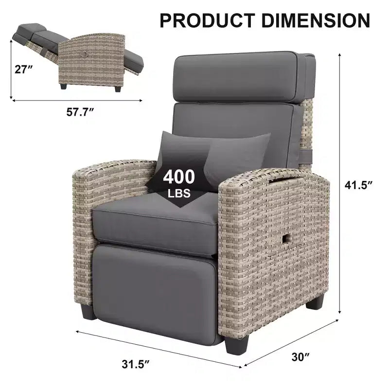 Reclining Patio Chair with Independent Backrest & Footrest Adjustment, 150 Lockable Comfort, Easy Armrest Control, Outdoor Lounge