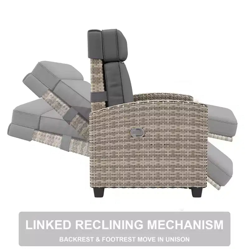 Reclining Patio Chair with Independent Backrest & Footrest Adjustment, 150 Lockable Comfort, Easy Armrest Control, Outdoor Lounge