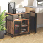 Printer Stand with Socket and USB Charging Ports, Industrial Mobile Printer Table with Storage and Wheels