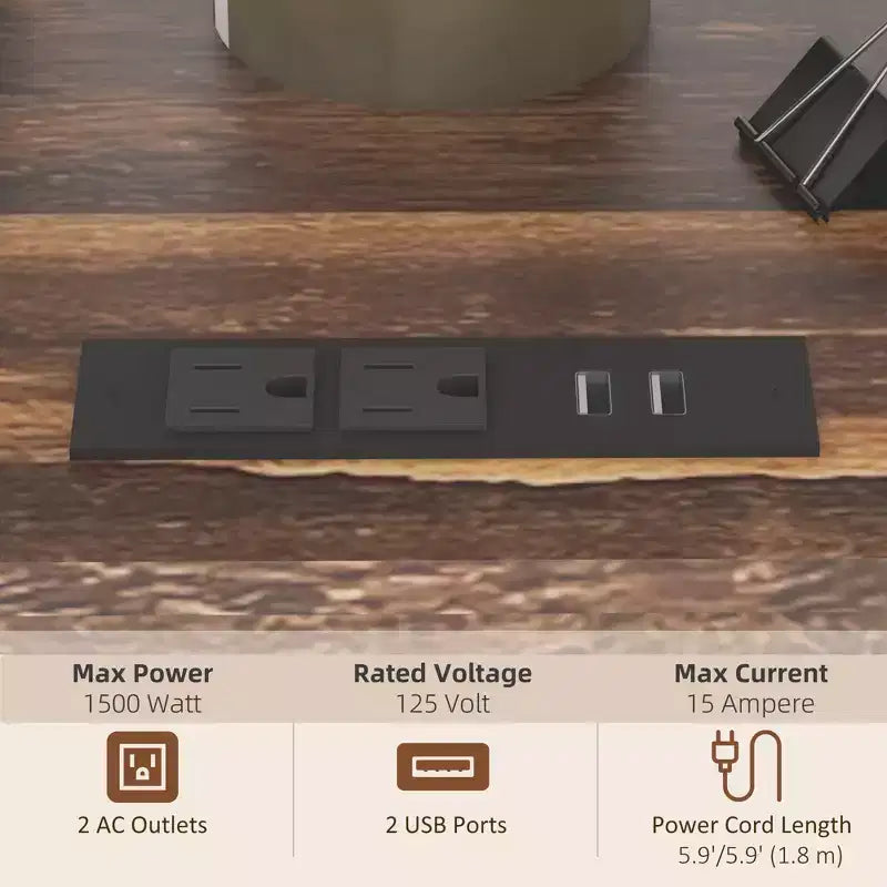 Printer Stand with Socket and USB Charging Ports, Industrial Mobile Printer Table with Storage and Wheels