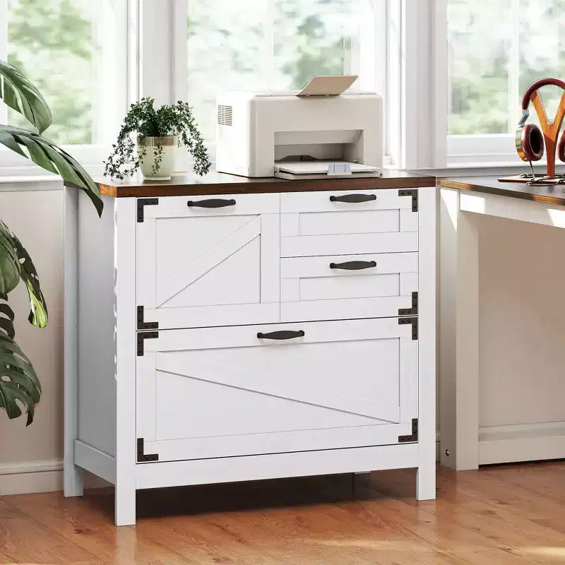 Lateral Filing Cabinet, Farmhouse File Cabinet with 4 Drawers, Fit Letter/A4/Legal Hanging Files