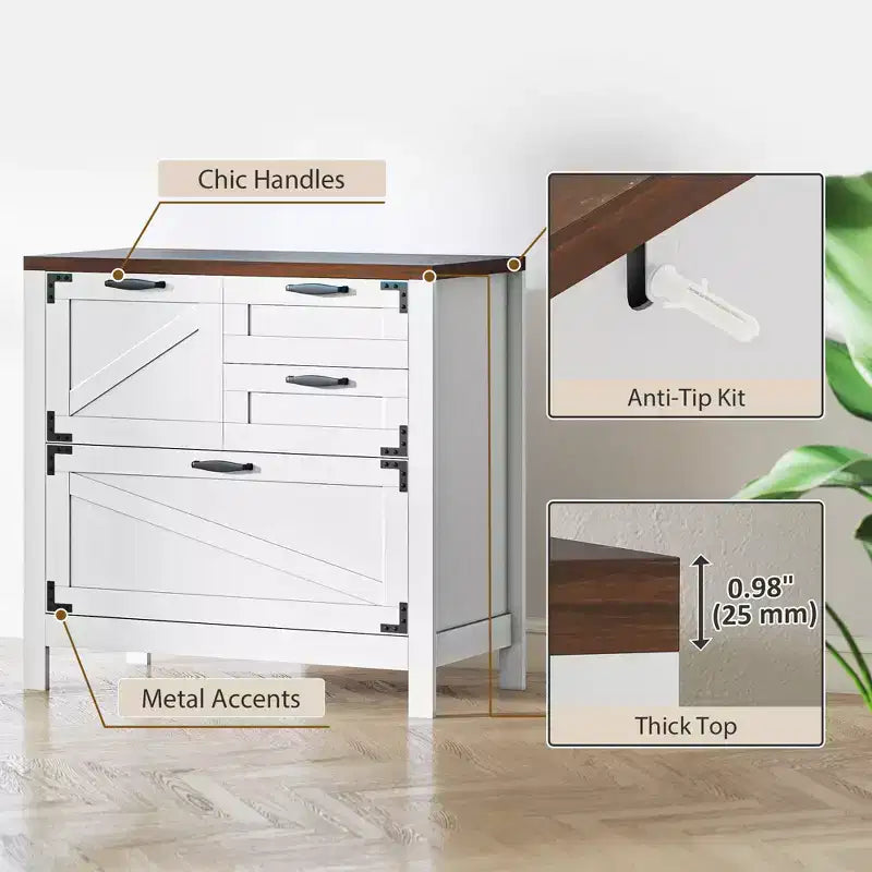 Lateral Filing Cabinet, Farmhouse File Cabinet with 4 Drawers, Fit Letter/A4/Legal Hanging Files