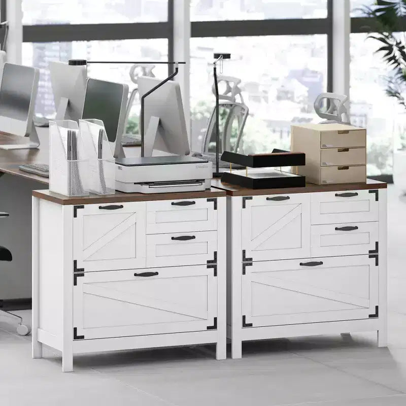 Lateral Filing Cabinet, Farmhouse File Cabinet with 4 Drawers, Fit Letter/A4/Legal Hanging Files