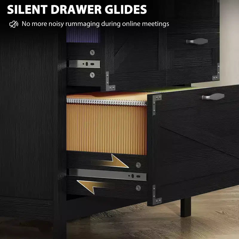 Lateral Filing Cabinet, Farmhouse File Cabinet with 4 Drawers, Fit Letter/A4/Legal Hanging Files