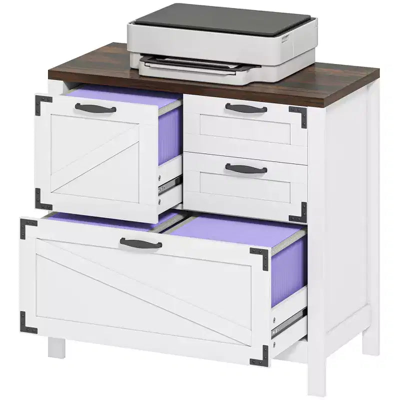 Lateral Filing Cabinet, Farmhouse File Cabinet with 4 Drawers, Fit Letter/A4/Legal Hanging Files