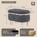 Modern Corduroy Button-Tufted Storage Bench with Hidden Compartment, Upholstered Ottoman Stool for Bedroom, Entryway