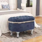 Modern Corduroy Button-Tufted Storage Bench with Hidden Compartment, Upholstered Ottoman Stool for Bedroom, Entryway