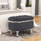 Modern Corduroy Button-Tufted Storage Bench with Hidden Compartment, Upholstered Ottoman Stool for Bedroom, Entryway