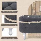 Modern Corduroy Button-Tufted Storage Bench with Hidden Compartment, Upholstered Ottoman Stool for Bedroom, Entryway