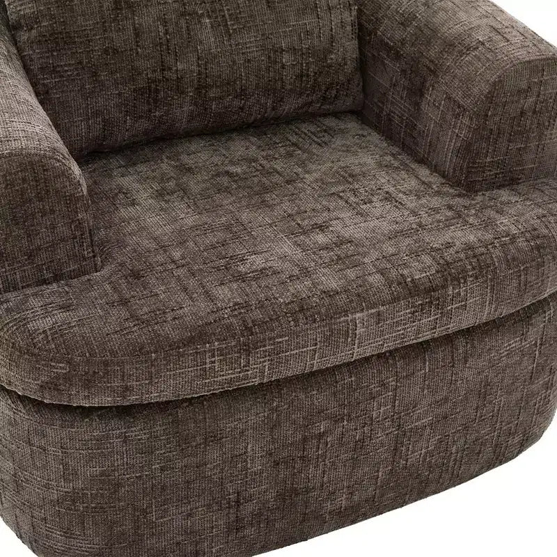 Lounge Chair, Swivel Barrel Sofa Chair with Dual-Layer Cushion, 250lbs Capacity, 36.6 Round Chenille Accent Chair for Living Room, Office