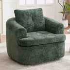 Lounge Chair, Swivel Barrel Sofa Chair with Dual-Layer Cushion, 250lbs Capacity, 36.6 Round Chenille Accent Chair for Living Room, Office