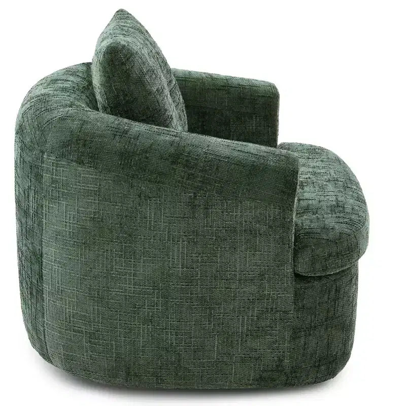 Lounge Chair, Swivel Barrel Sofa Chair with Dual-Layer Cushion, 250lbs Capacity, 36.6 Round Chenille Accent Chair for Living Room, Office