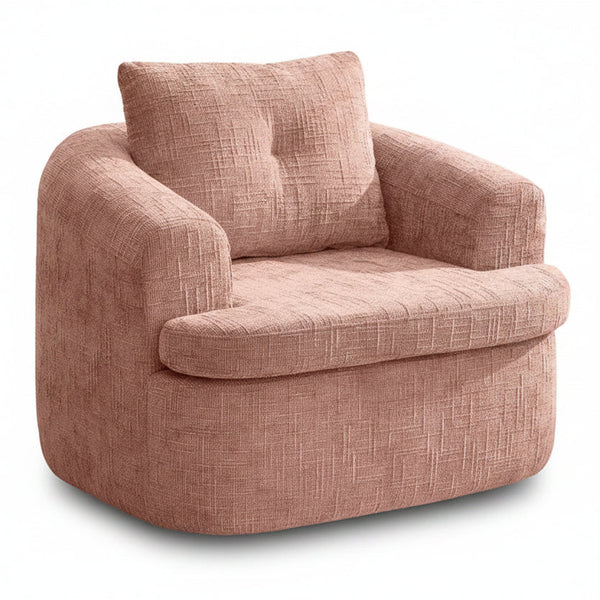 Lounge Chair, Swivel Barrel Sofa Chair with Dual-Layer Cushion, 250lbs Capacity, 36.6 Round Chenille Accent Chair for Living Room, Office