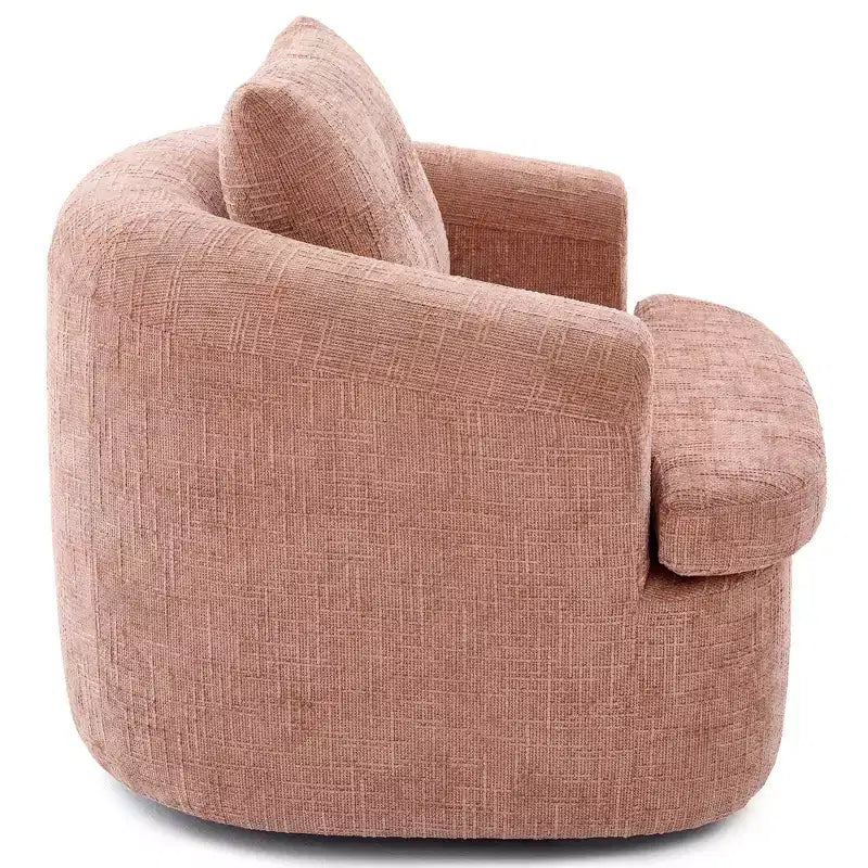 Lounge Chair, Swivel Barrel Sofa Chair with Dual-Layer Cushion, 250lbs Capacity, 36.6 Round Chenille Accent Chair for Living Room, Office