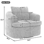 Lounge Chair, Swivel Barrel Sofa Chair with Dual-Layer Cushion, 250lbs Capacity, 36.6 Round Chenille Accent Chair for Living Room, Office