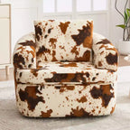 Lounge Chair, Swivel Barrel Sofa Chair with Dual-Layer Cushion, 250lbs Capacity, 36.6 Round Chenille Accent Chair for Living Room, Office