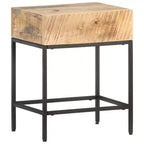 Side Table Brown Solid Rough Mango Wood Small Durable