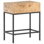 Side Table Brown Solid Rough Mango Wood Small Durable