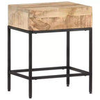 Side Table Brown Solid Rough Mango Wood Small Durable