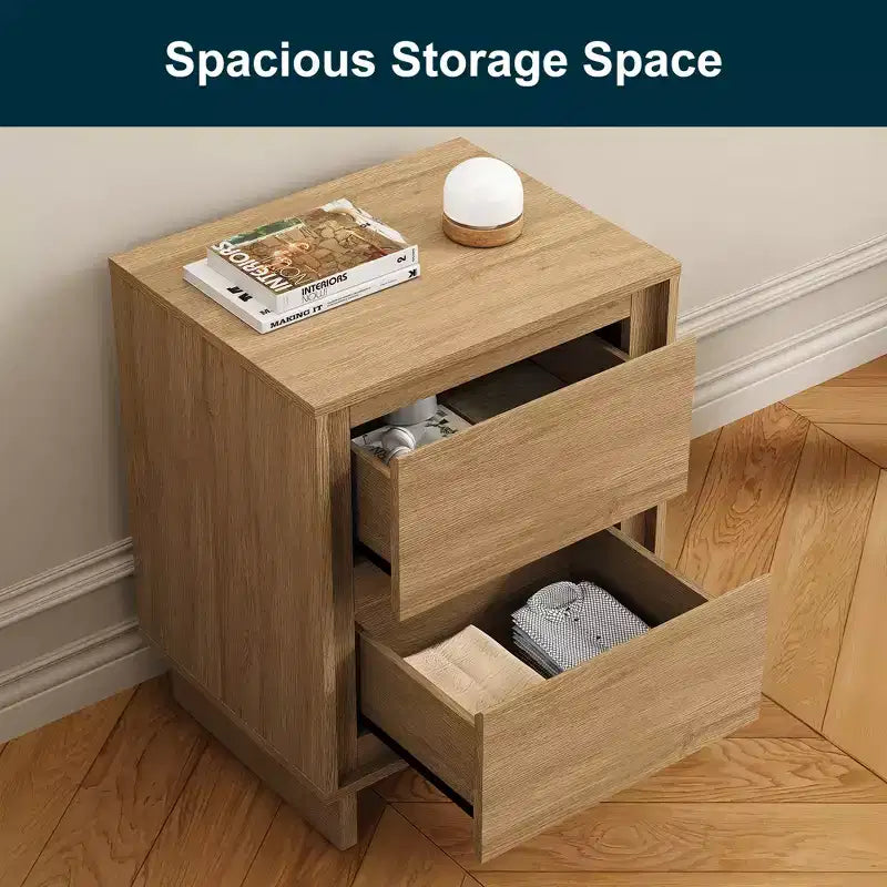 2-Drawer Dresser, Modern Wood Dresser with Clean Edge Detailing, Versatile Storage Unit for Bedroom, Living Room, Office, Entryway