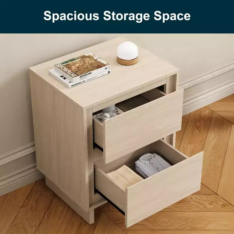 2-Drawer Dresser, Modern Wood Dresser with Clean Edge Detailing, Versatile Storage Unit for Bedroom, Living Room, Office, Entryway