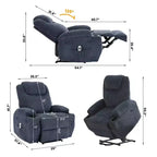 Electric Lift Recliner with Massage & Heat, 155 Adjustable Corduroy Sofa, Stand Assist, Side Pockets & Cup Holders for Elderly, Grey