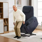Electric Lift Recliner with Massage & Heat, 155 Adjustable Corduroy Sofa, Stand Assist, Side Pockets & Cup Holders for Elderly, Grey