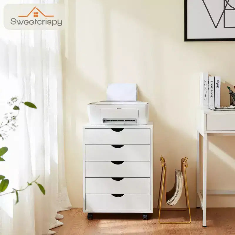 5/7-Drawer Mobile File Cabinet, Modern Under-Desk Storage Organizer for Office and Home, Smooth & Noise-Free Natural Wooden Drawers