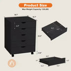 5/7-Drawer Mobile File Cabinet, Modern Under-Desk Storage Organizer for Office and Home, Smooth & Noise-Free Natural Wooden Drawers