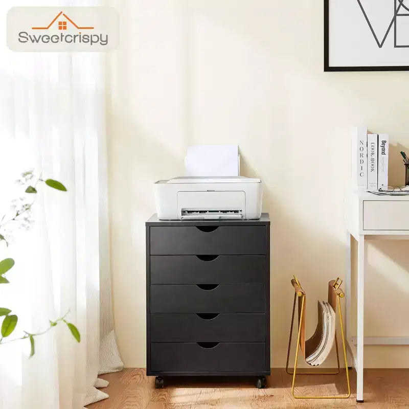 5/7-Drawer Mobile File Cabinet, Modern Under-Desk Storage Organizer for Office and Home, Smooth & Noise-Free Natural Wooden Drawers