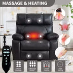 Beige Chenille Heat Massage Dual Motor Infinite Position Up to 350 LBS Large Electric Power Lift Recliners with Hidden Cup Holders