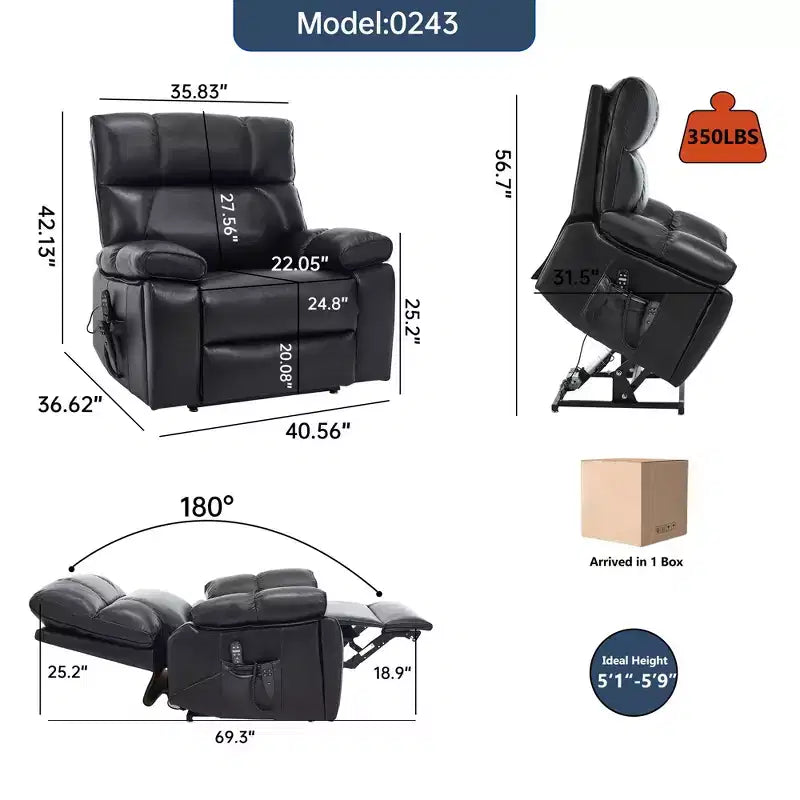 Beige Chenille Heat Massage Dual Motor Infinite Position Up to 350 LBS Large Electric Power Lift Recliners with Hidden Cup Holders