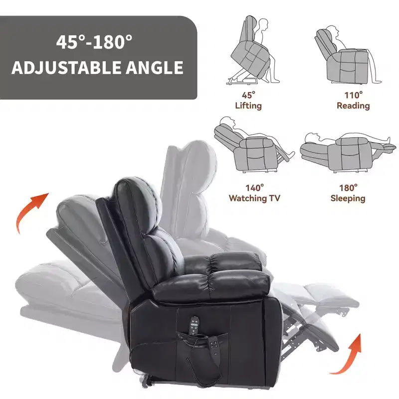 Beige Chenille Heat Massage Dual Motor Infinite Position Up to 350 LBS Large Electric Power Lift Recliners with Hidden Cup Holders
