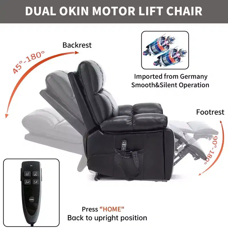 Beige Chenille Heat Massage Dual Motor Infinite Position Up to 350 LBS Large Electric Power Lift Recliners with Hidden Cup Holders