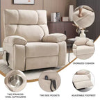 Beige Chenille Heat Massage Dual Motor Infinite Position Up to 350 LBS Large Electric Power Lift Recliners with Hidden Cup Holders