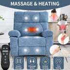 Beige Chenille Heat Massage Dual Motor Infinite Position Up to 350 LBS Large Electric Power Lift Recliners with Hidden Cup Holders