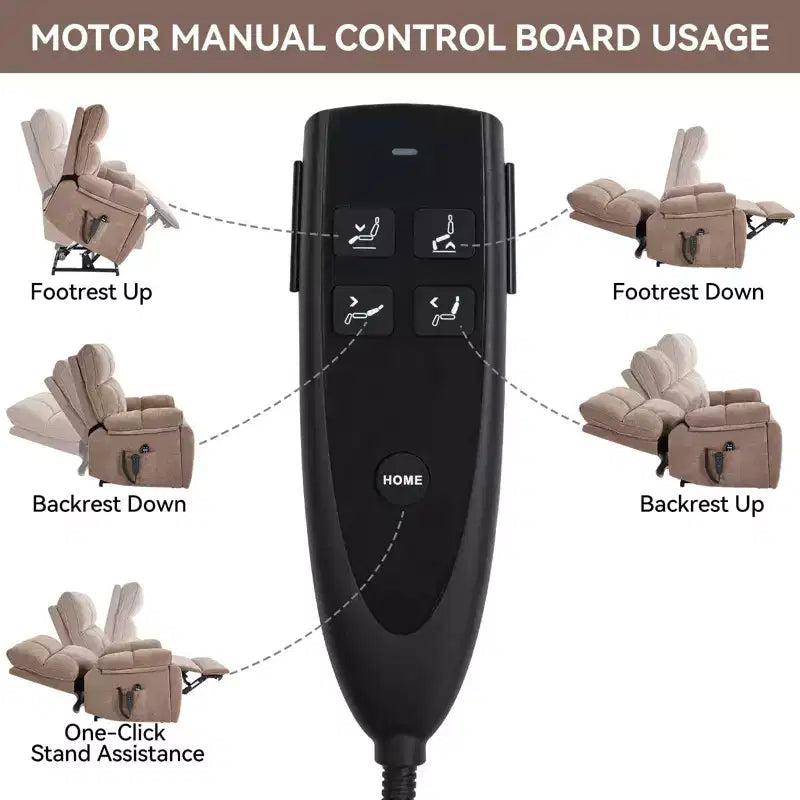Beige Chenille Heat Massage Dual Motor Infinite Position Up to 350 LBS Large Electric Power Lift Recliners with Hidden Cup Holders