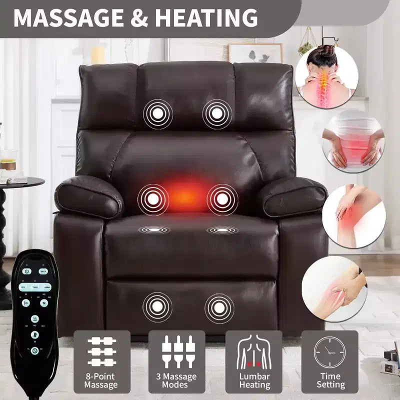 Beige Chenille Heat Massage Dual Motor Infinite Position Up to 350 LBS Large Electric Power Lift Recliners with Hidden Cup Holders